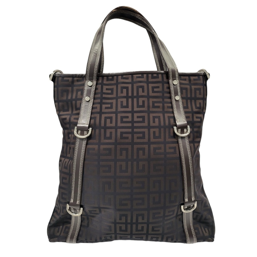 Auth GIVENCHY‎ 2Way Handbag Shoulder Bag Brown Nylon/Leather
